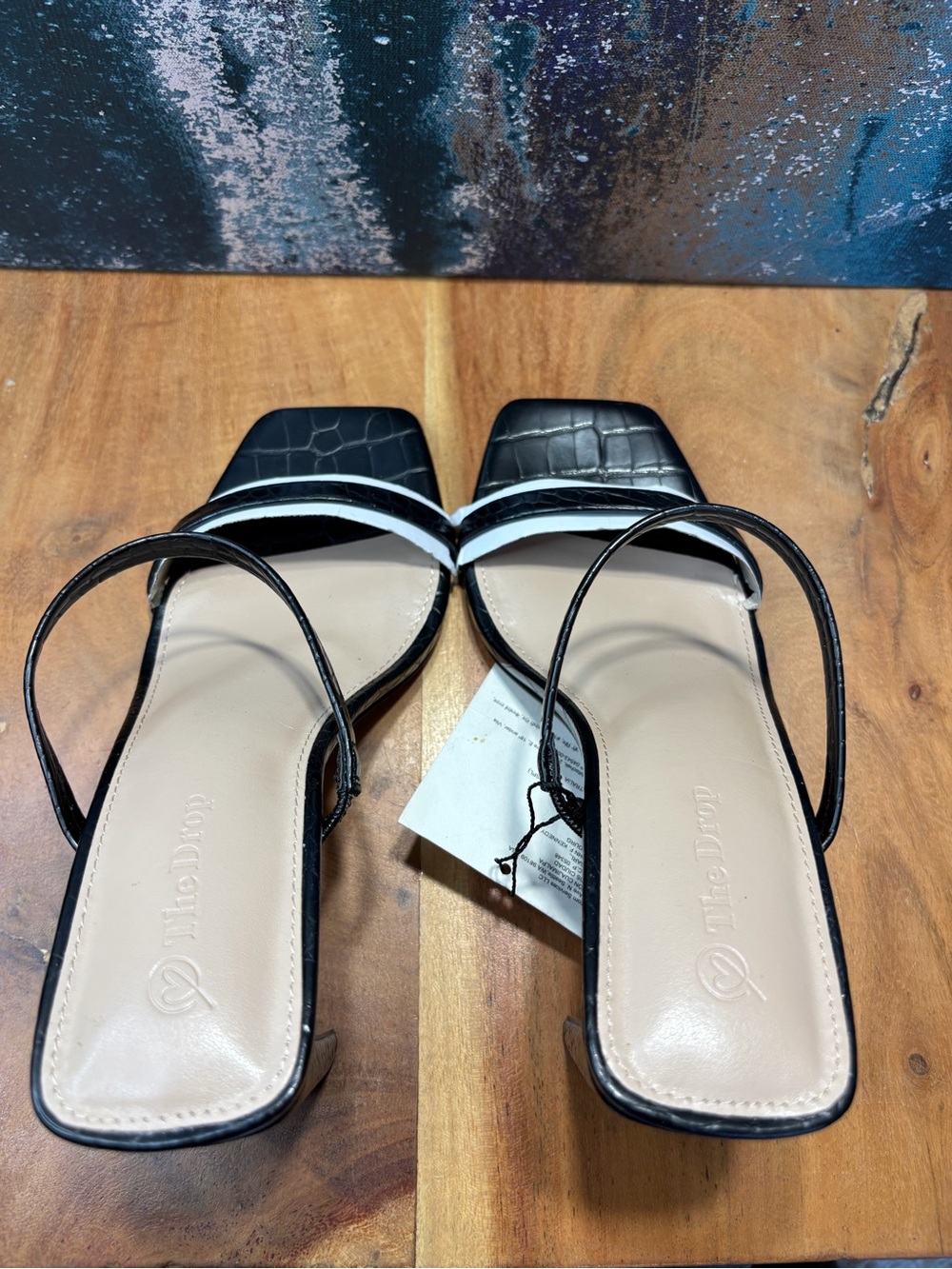The Drop Old Money Black Croc Square Toe Block Heel Sandals NWT Women’s Size 6.5 - Picture 9 of 10